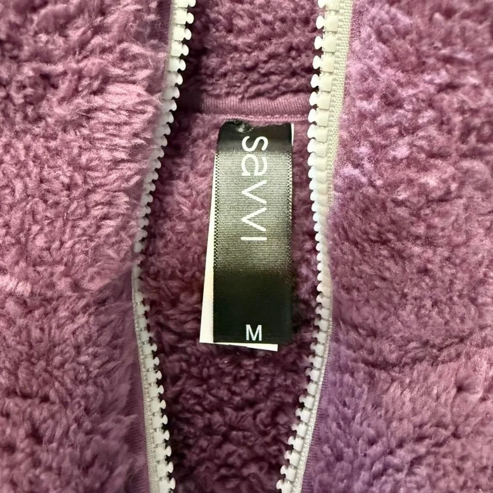 Savvi Plush Sherpa Half-Zip Fleece – M – Purple - Picture 7 of 7